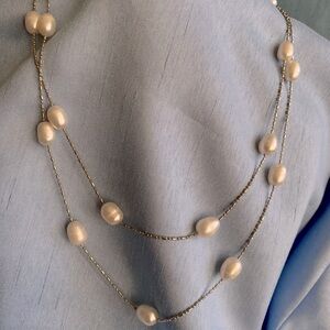 Freshwater pearl necklace Tin cup pearl necklace